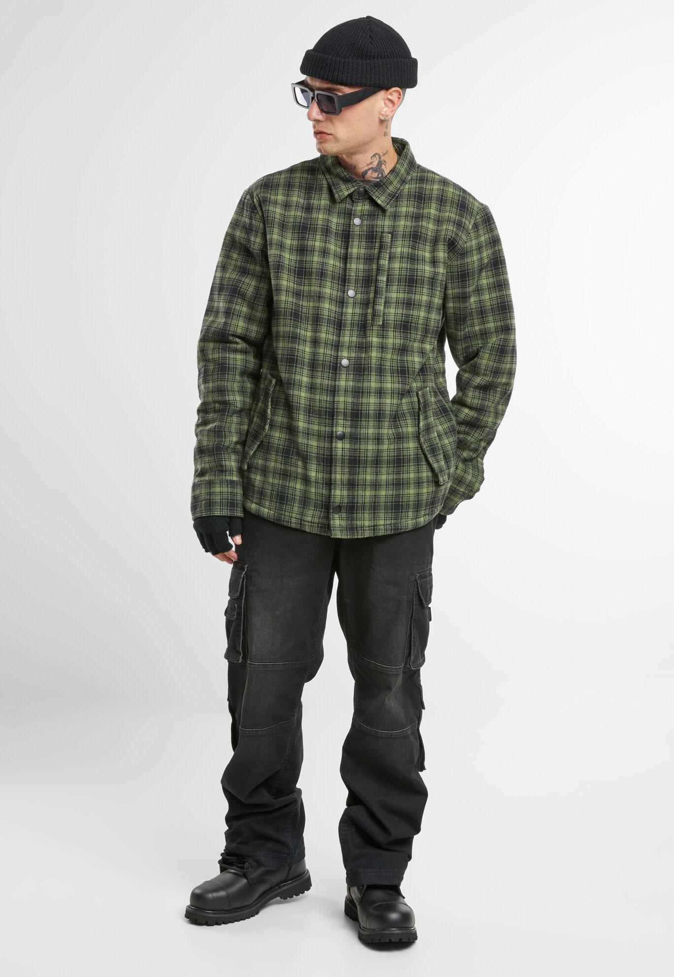 Classic Sherpa Jacket | oliv-black check | L | 3190.277.L
