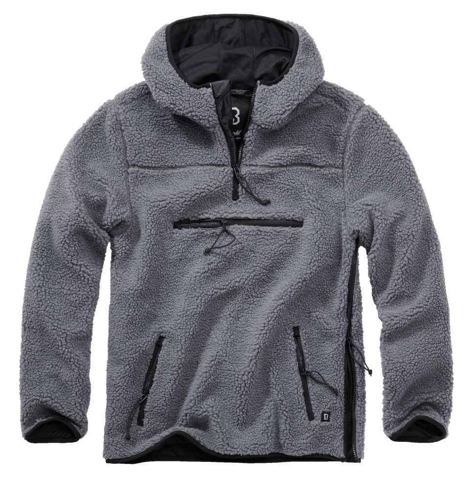 Maglione Uomo Brandit Teddyfleece Troyer, In Pile Morbido E Caldo, Con Cerniere E Tasche