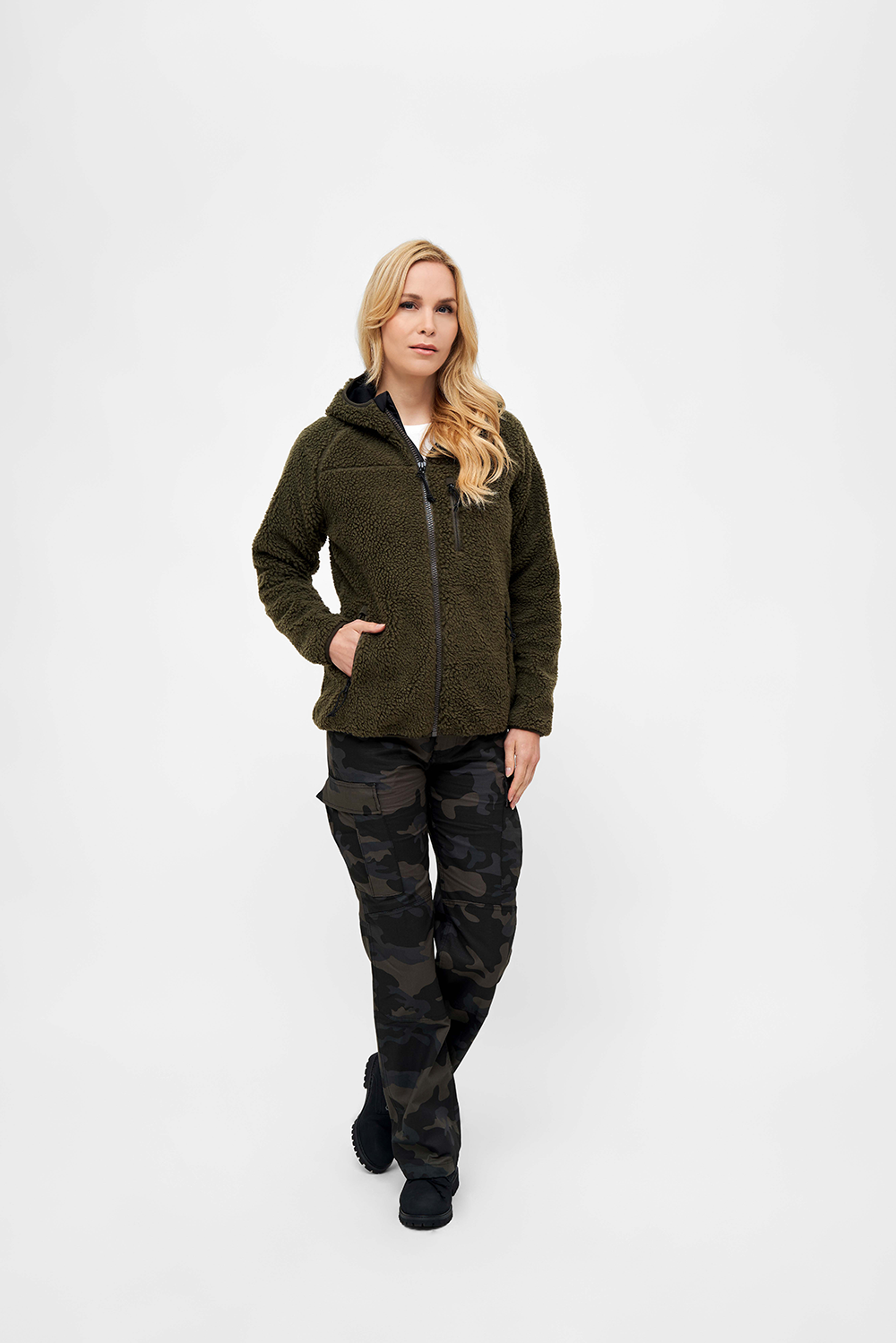 Brandit Women Teddyfl. Jacket Hood 15Y, Farbe: black, Größe Brandit Women Teddyfl. Jacket Hood 15Y, Farbe: black, Größe
