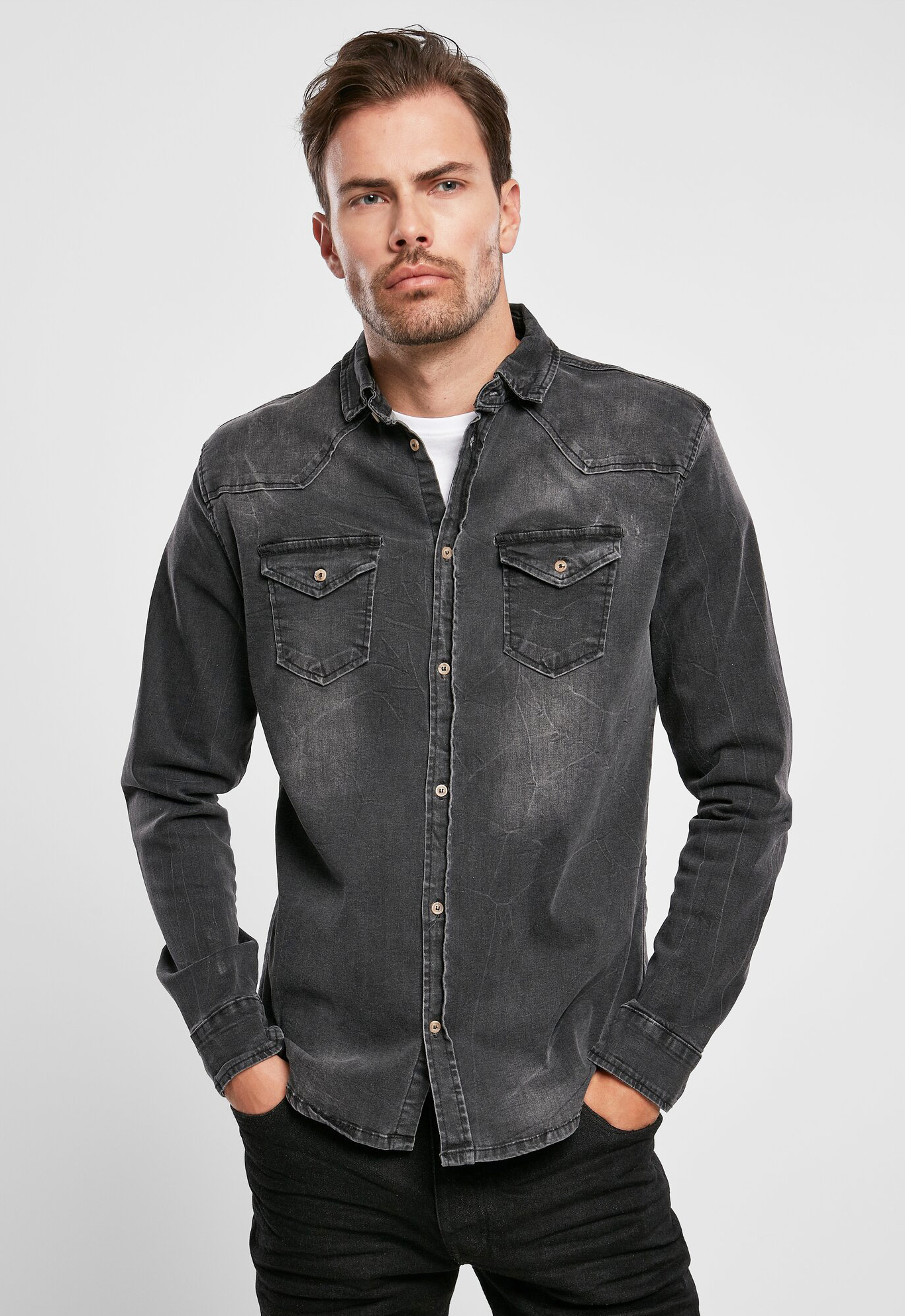Riley Denim Shirt Long Sleeve | black | XXL | 4020.2.XXL